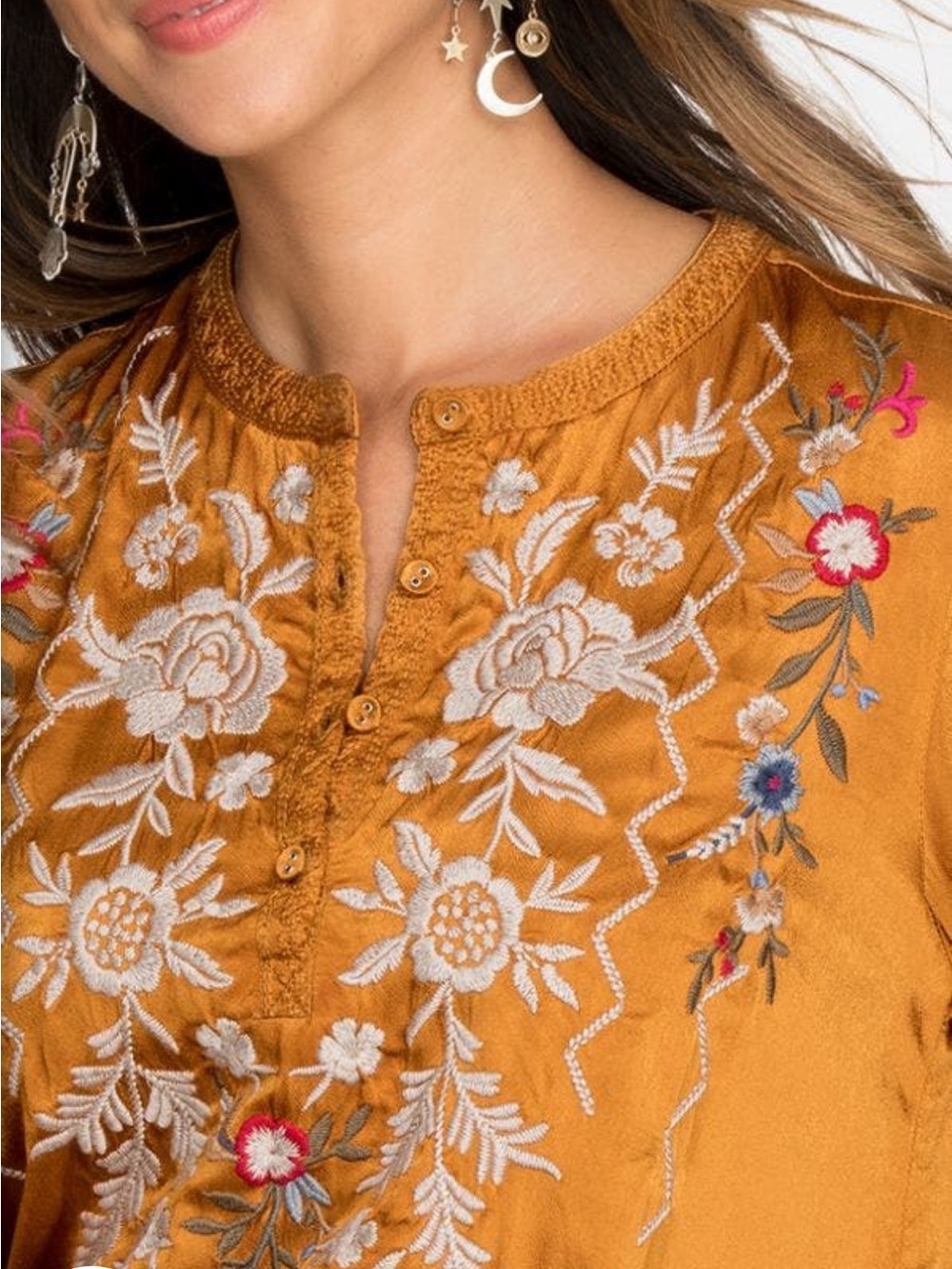JOHNNY WAS Roma Victorian Prairie Blouse in Topaz Small EUC 171 - Picture 4 of 16